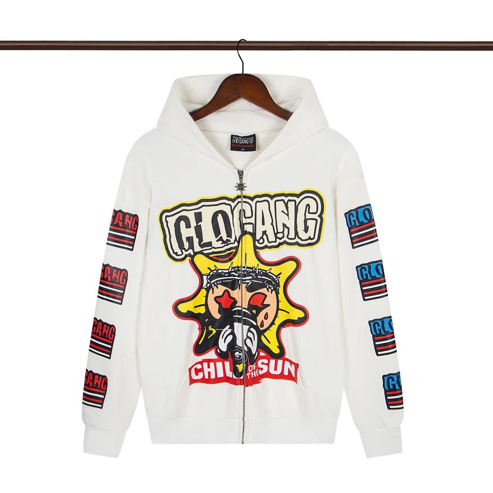 Glo Gang The Glory sweat à capuche imprimé lettre zippée complète hommes femmes 1:1 haute qualité su