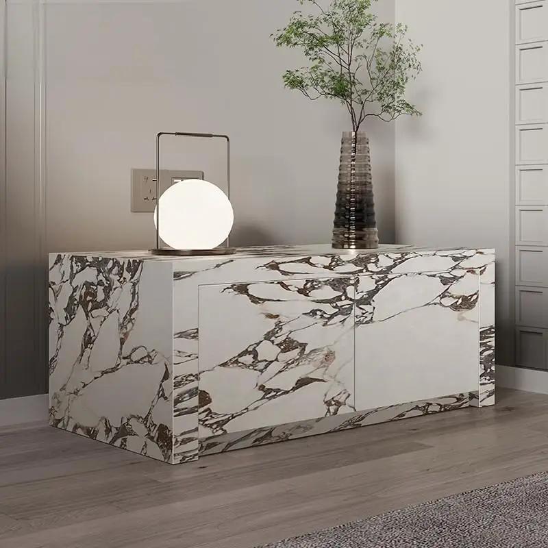 Table de chevet moderne minimaliste de luxe en ardoise avec tiroirs de rangement, meubles de chambre