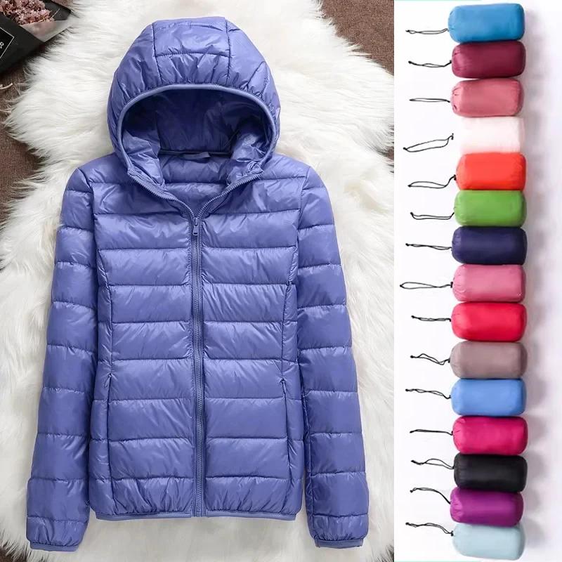 Veste bouffante légère à capuche pour femme, manteaux courts chauds en duvet de canard blanc, grande