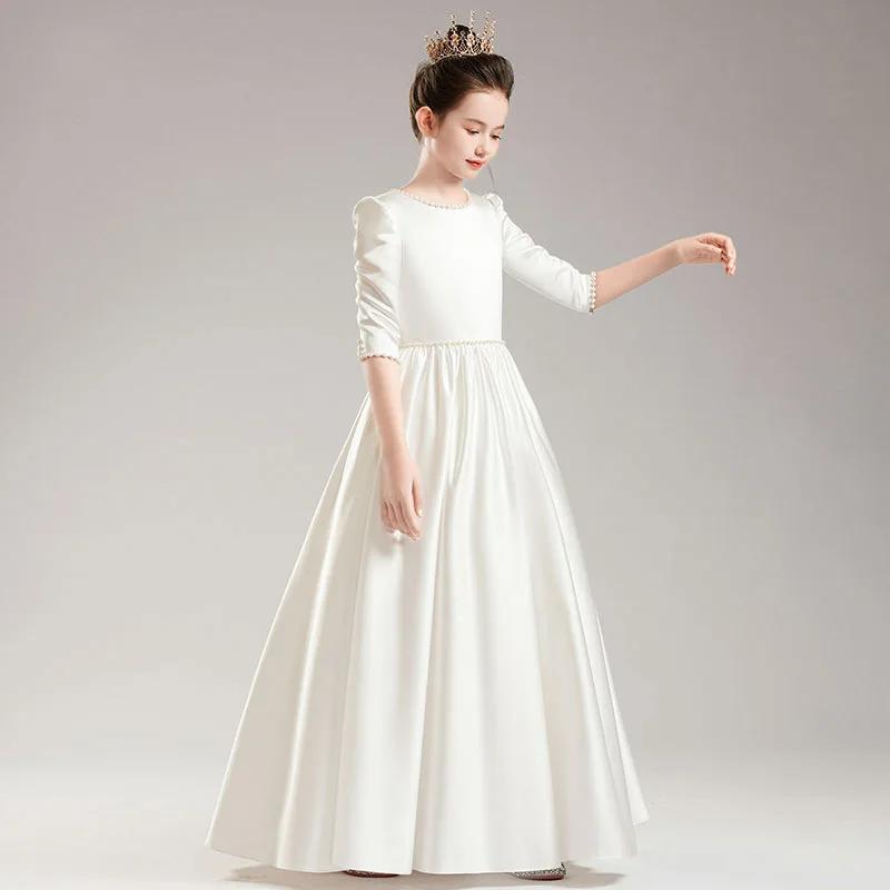 Robe de princesse élégante pour filles, robes de soirée pour enfants de 4 à 12 ans, vêtements blancs