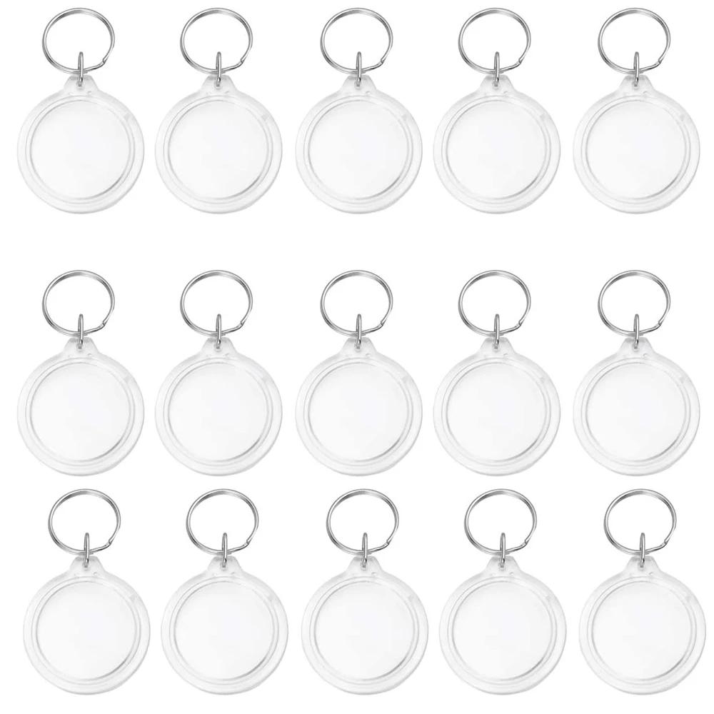 30 pièces cercle acrylique cadre Photo porte-clés Snap-In personnalisé insérer Photo acrylique Photo
