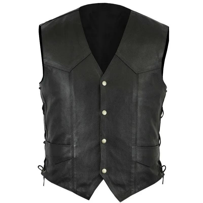 Veste en cuir rétro pour homme - haut sans manches - style disciplinaire - chevalier médiéval - vest