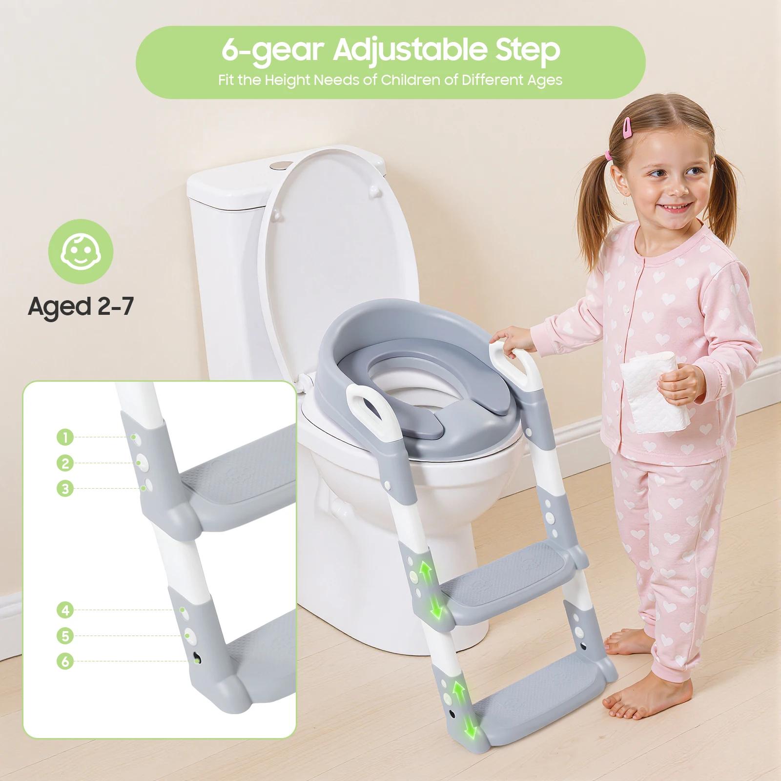 Siège d'apprentissage de la propreté pliable pour enfants avec marchepied, siège de toilette réglabl