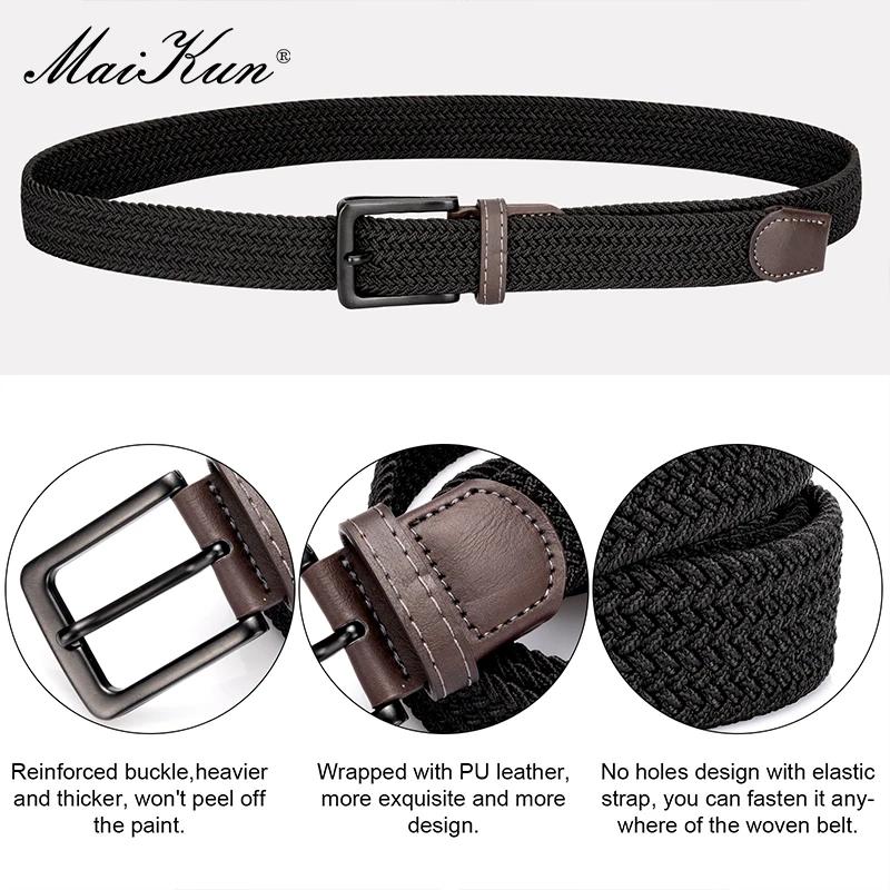 MaiKun 2 pièces toile hommes ceintures mode élastique métal boucle ardillon militaire tactique surél
