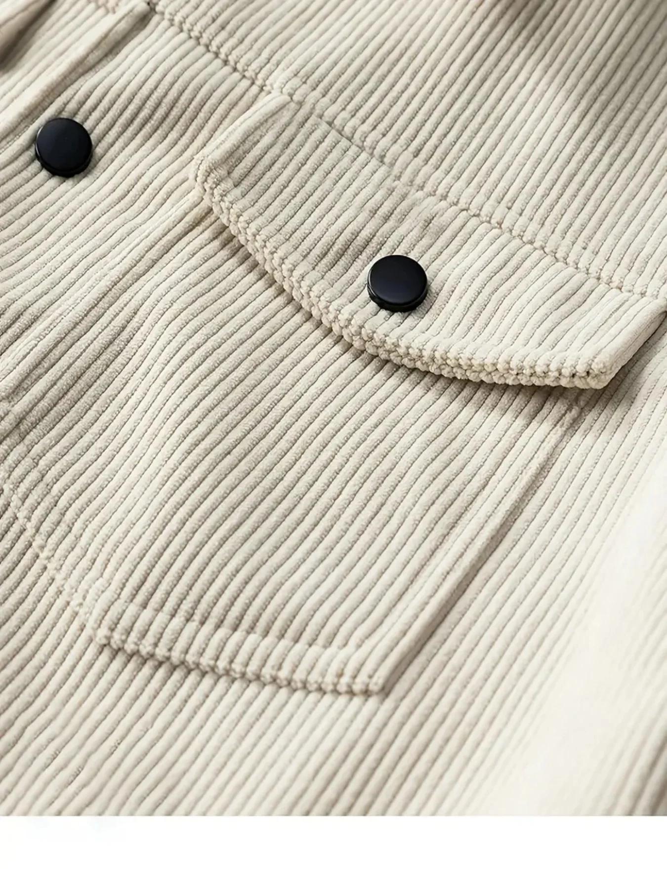 Blouson Trucker en Velours Côtelé Premium pour Homme, Design Vintage avec Poches Utilitaires, Essent