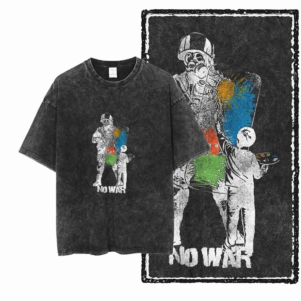 X1-x25 STREE THEME graphique exclusif unisexe coton lavé à l'acide t-shirt Cool Vintage Streetwear h