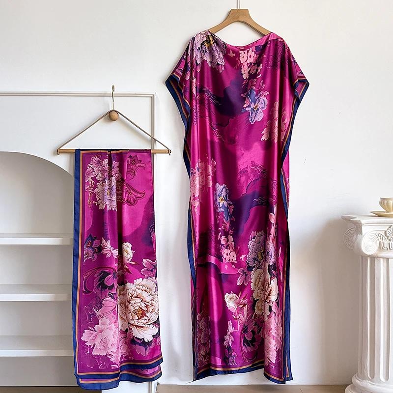 Nouvelle mode Robe d'été avec grande écharpe dubaï turquie caftan musulman ample Abaya femmes africa