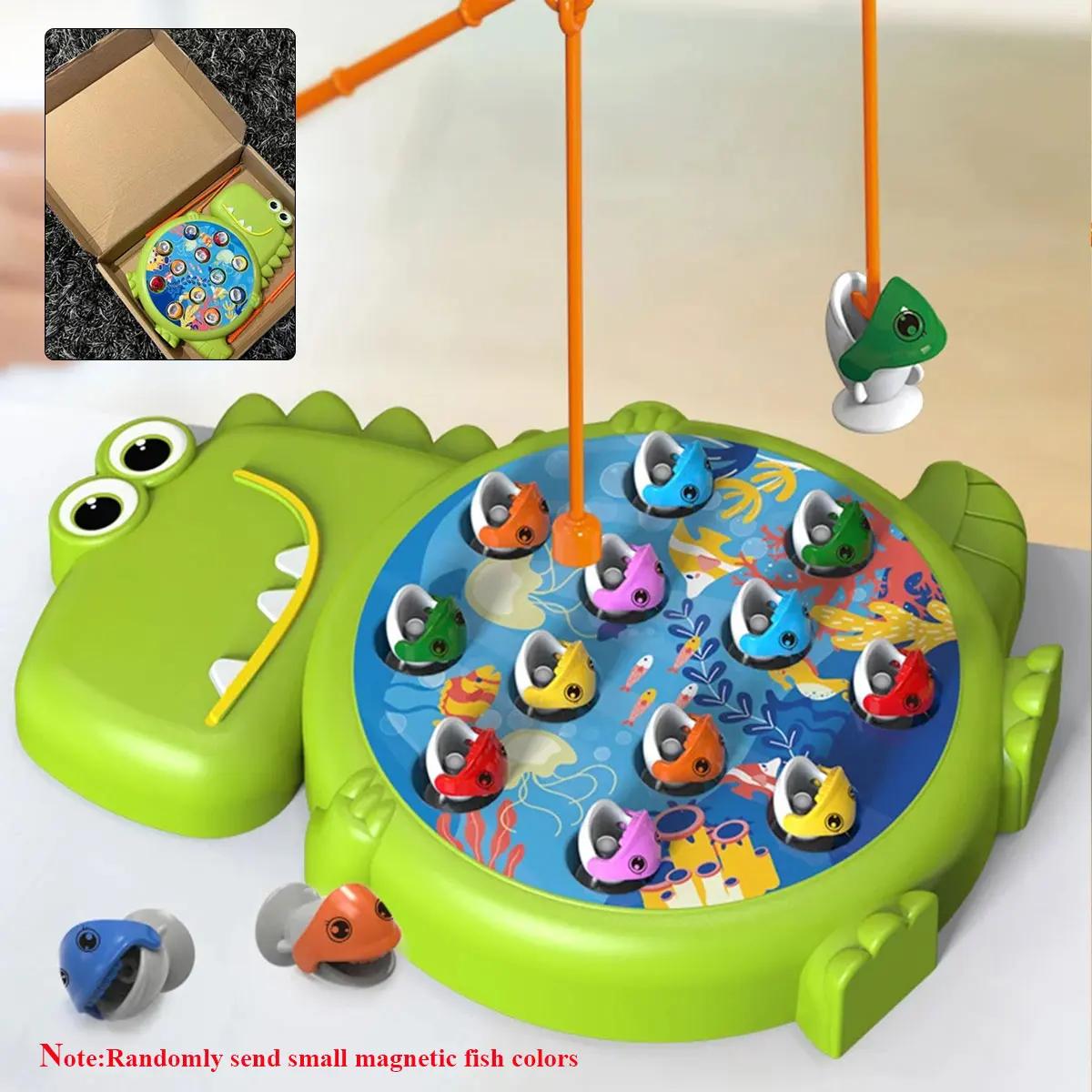 Jouets de pêche magnétiques simples dinosaure, canne à jeu, jouets pour enfants, bébé Montessori ave