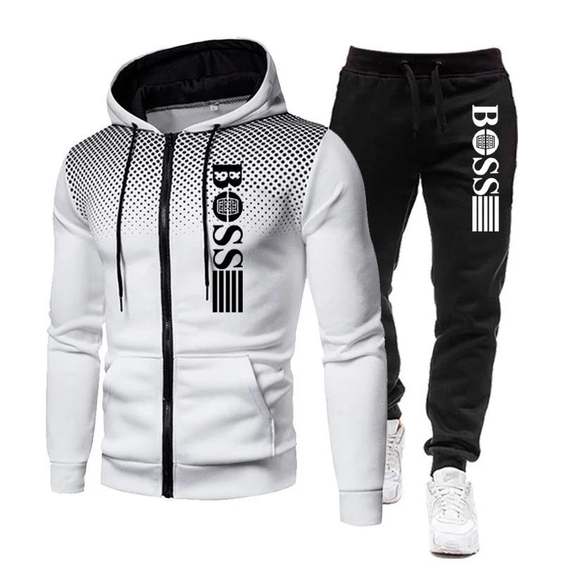 2025 nouveau sweat à capuche zippé pour hommes + ensemble pantalon décontracté pour l'automne et l'h