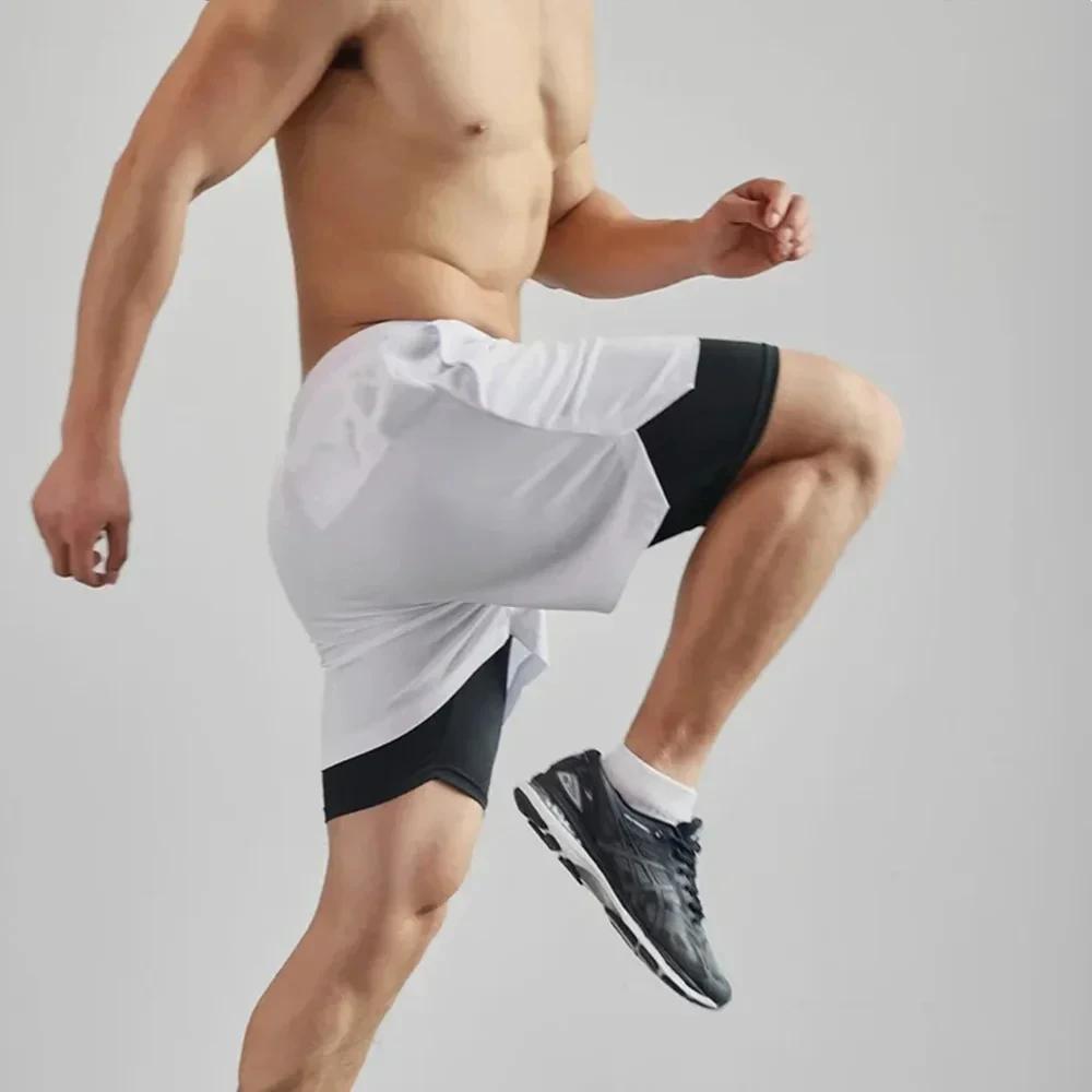 Short de sport deux en un pour homme, respirant, décontracté, séchage rapide, double couche, short d