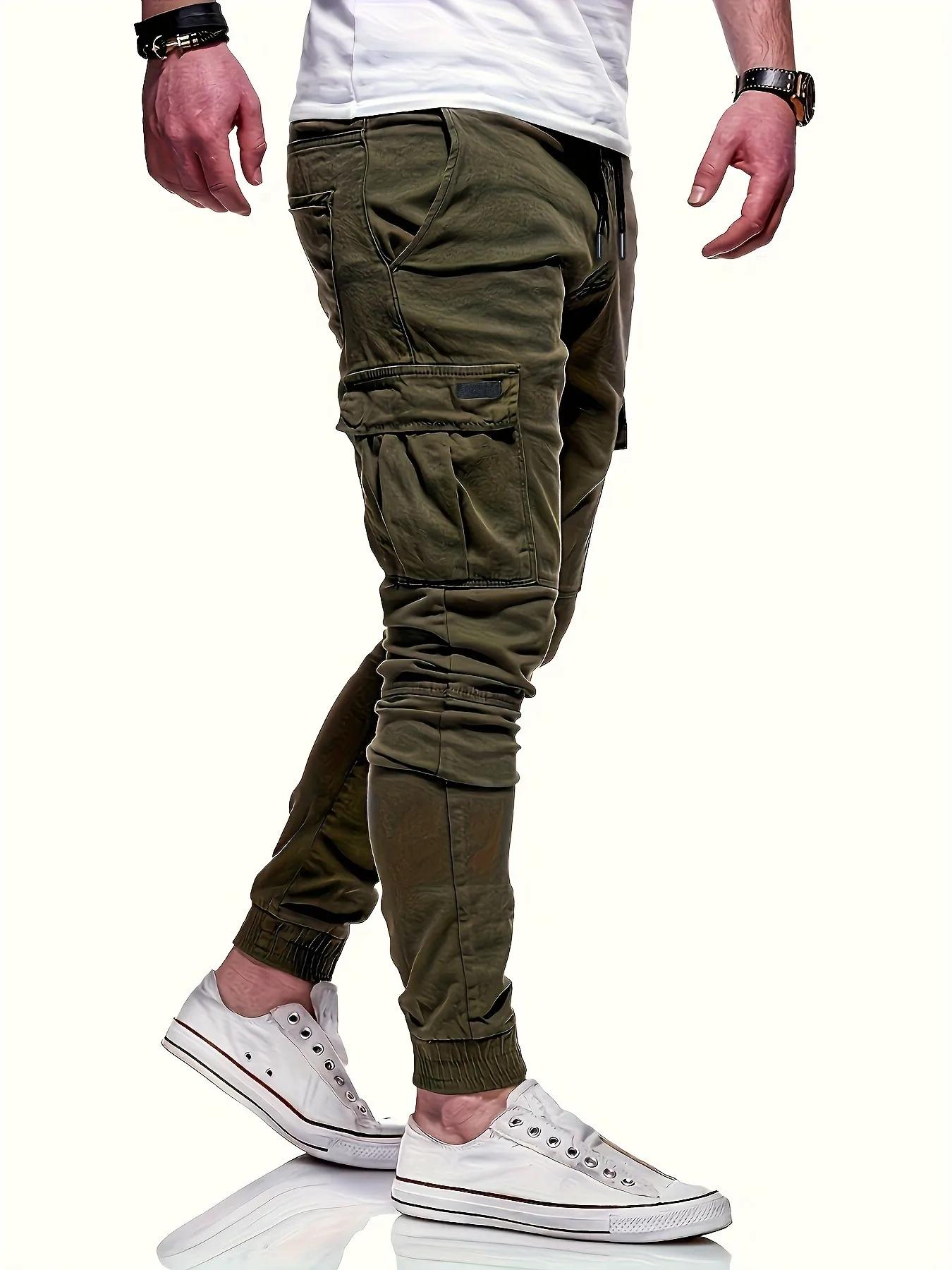 Pantalon de travail ample multi-poches avec cordon de serrage pour hommes, pantalon de travail pour 