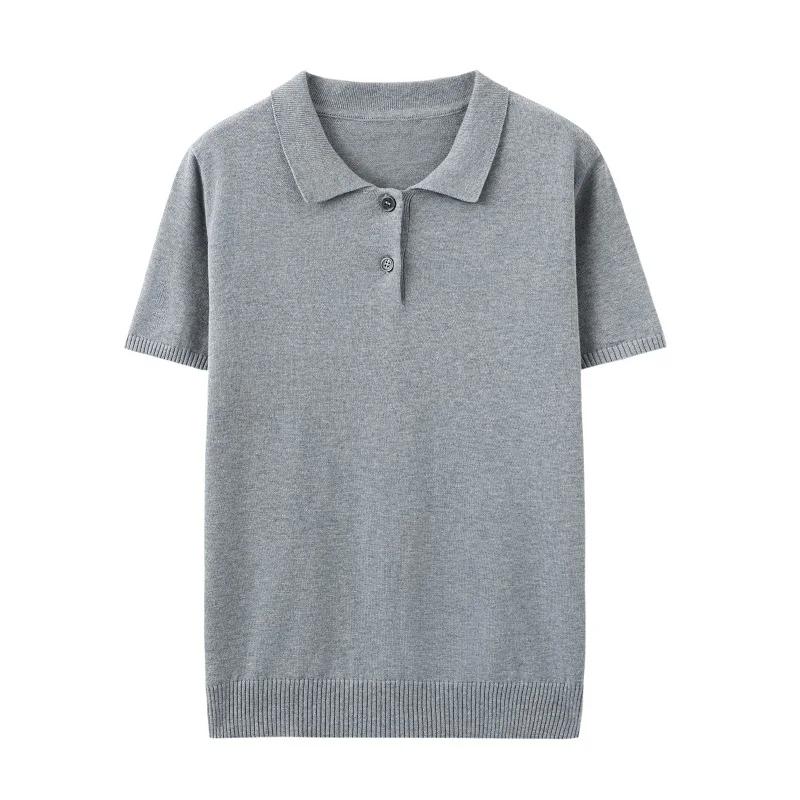 100% coton T-shirt pull femmes été col rond manches courtes tricot pull t-shirts décontracté bas por