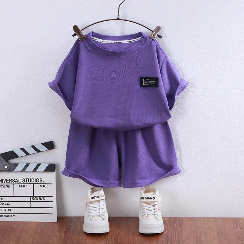 Ensemble de vêtements pour garçons et filles de 1 à 10 ans, vêtements coréens d'été en tissu gaufré 