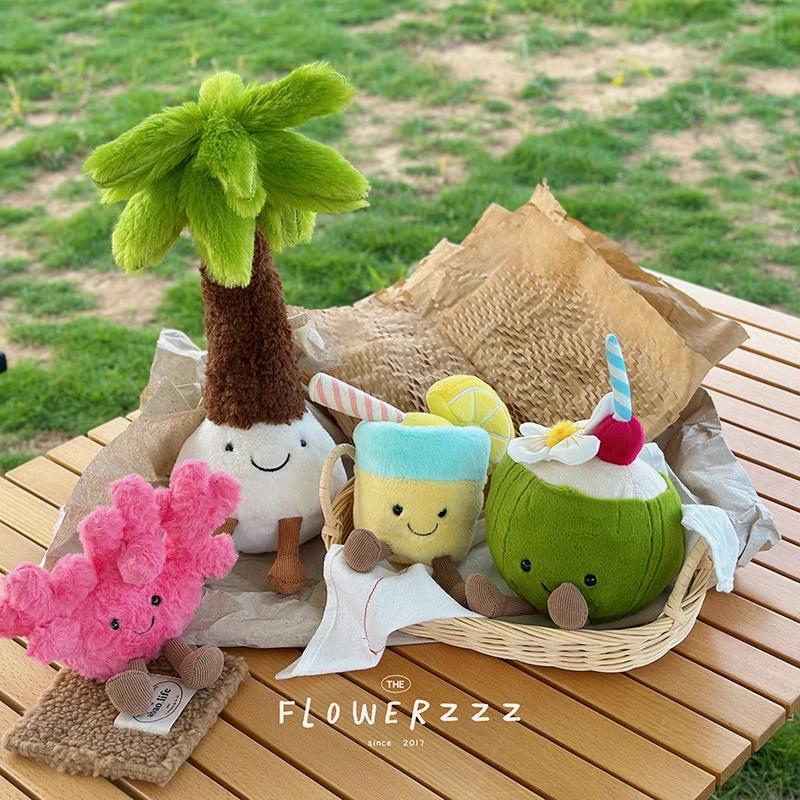 JELLYCAT limonade noix de coco peluches très doux palmier rouge corail peluche jouet dessin animé po