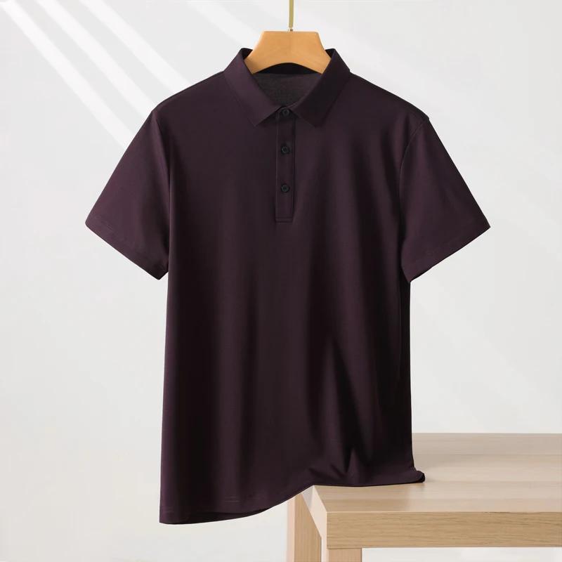 T-shirt Polo Homme Couleur Unie Manches Courtes Été Décontracté Ample Tendance Laisel Modal Tricoté 