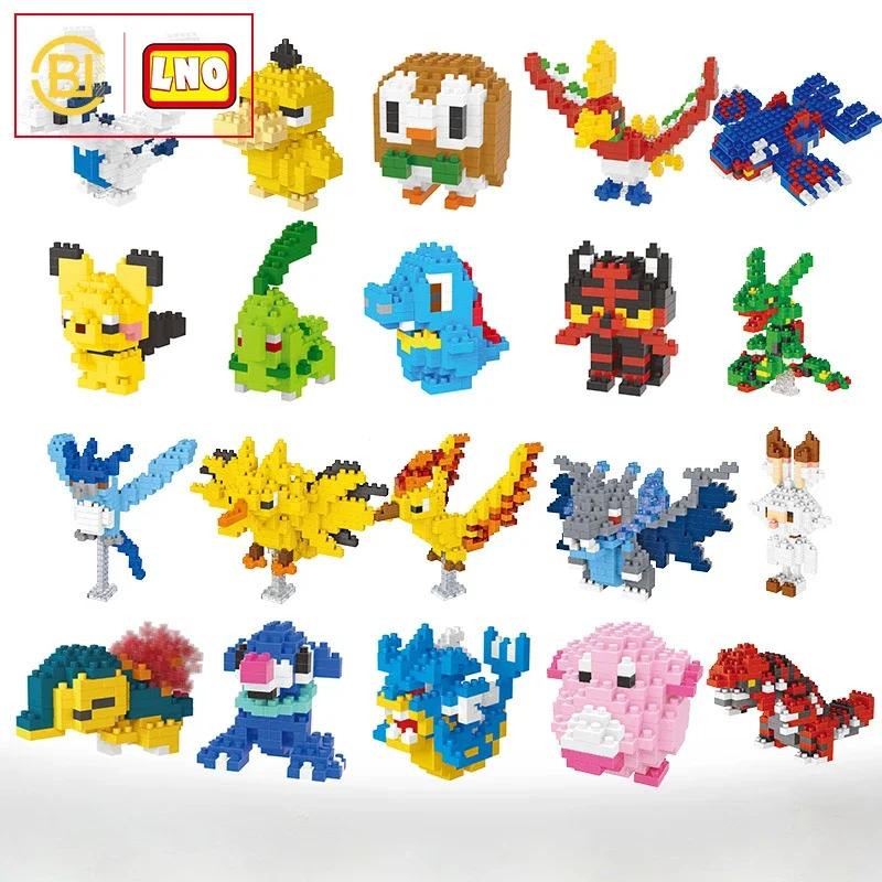 Mini blocs de construction Pokémon, figurines de dessin animé, Pikachu, Dracaufeu, Évoli, Mewtwo, jo