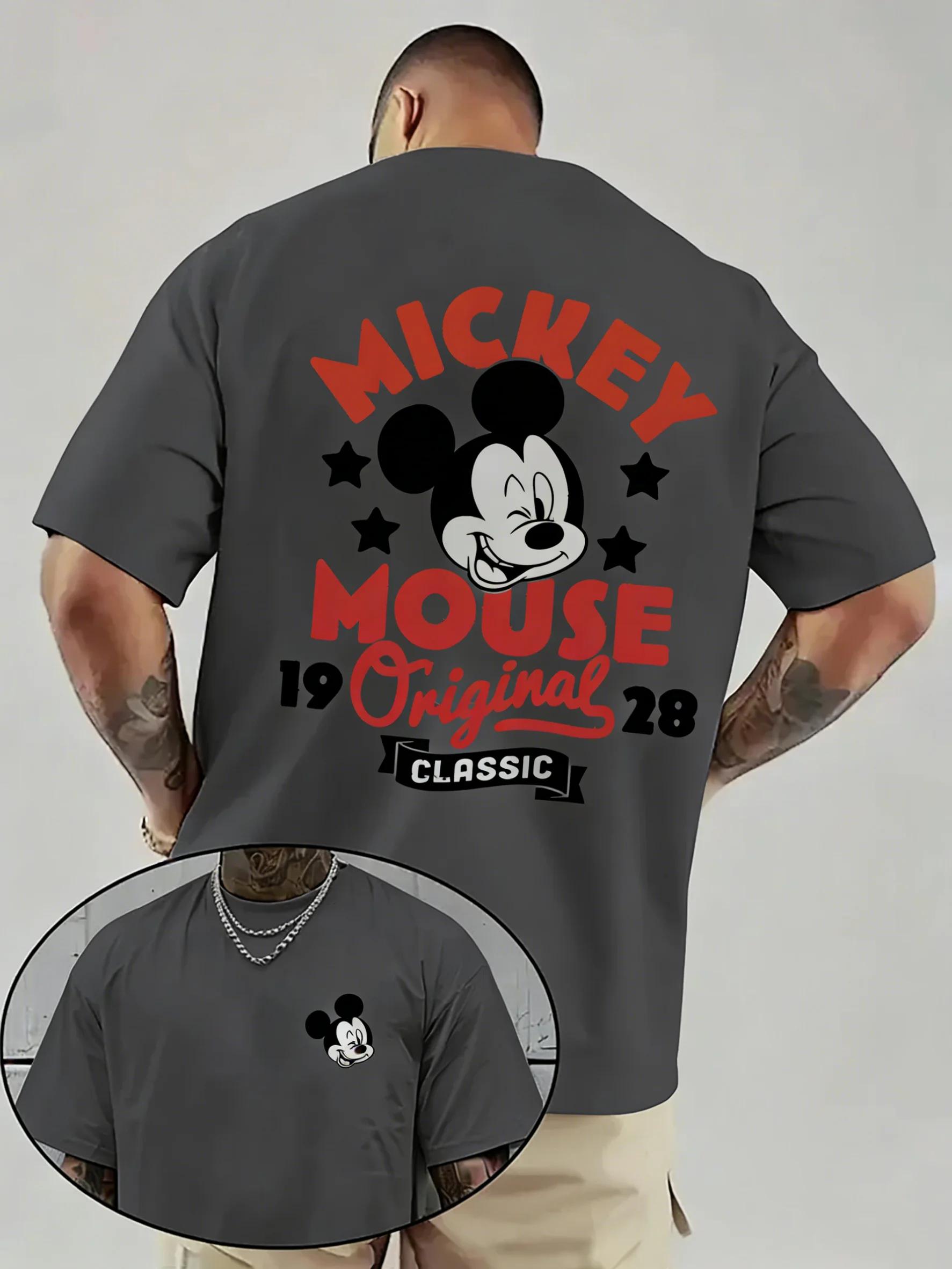 T-shirt imprimé Disney Mickey Mouse pour homme, tendance streetwear décontracté Y2K, manches courtes