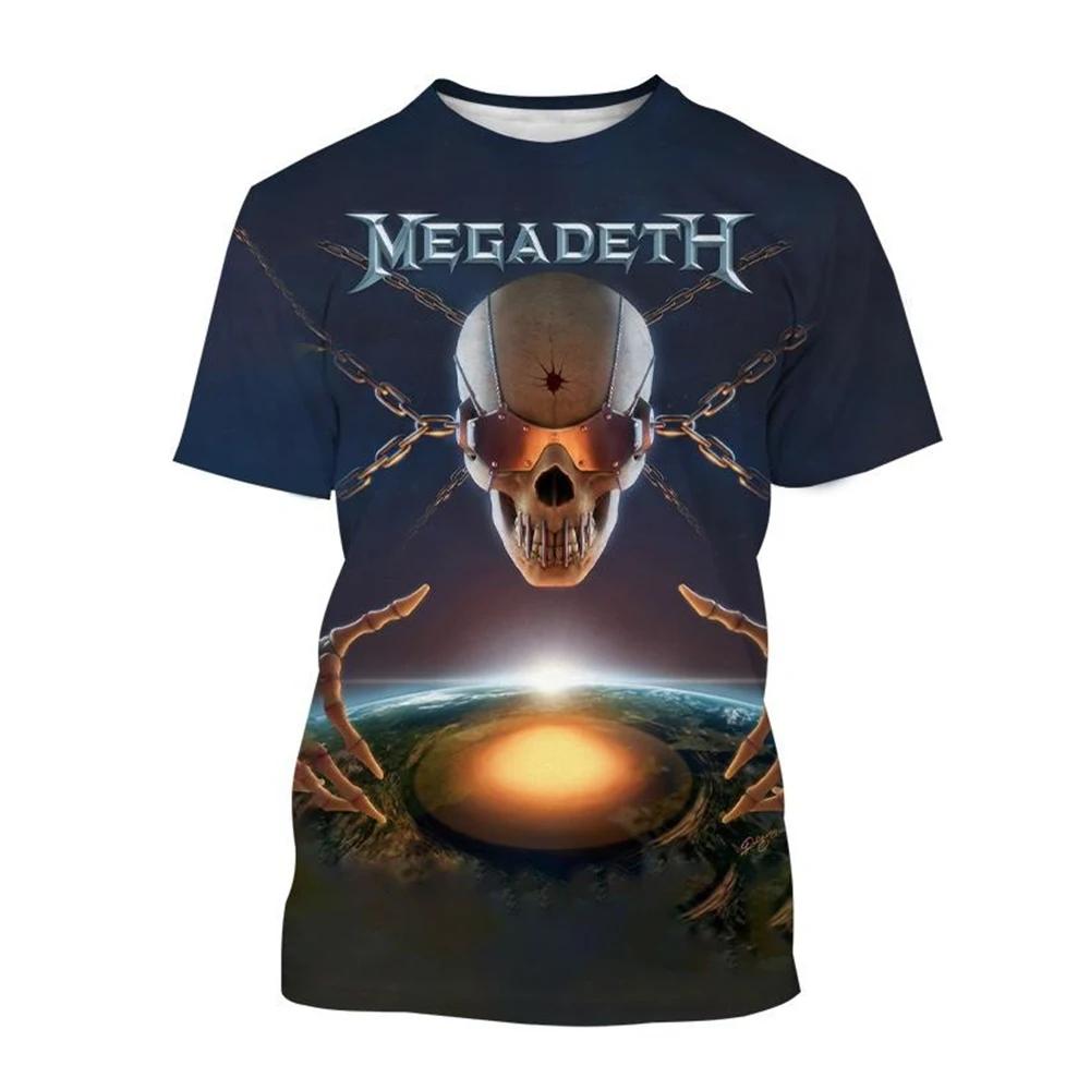 Megadeth-T-shirt à manches courtes imprimé en 3D pour hommes et femmes, T-shirt décontracté, Punk, D