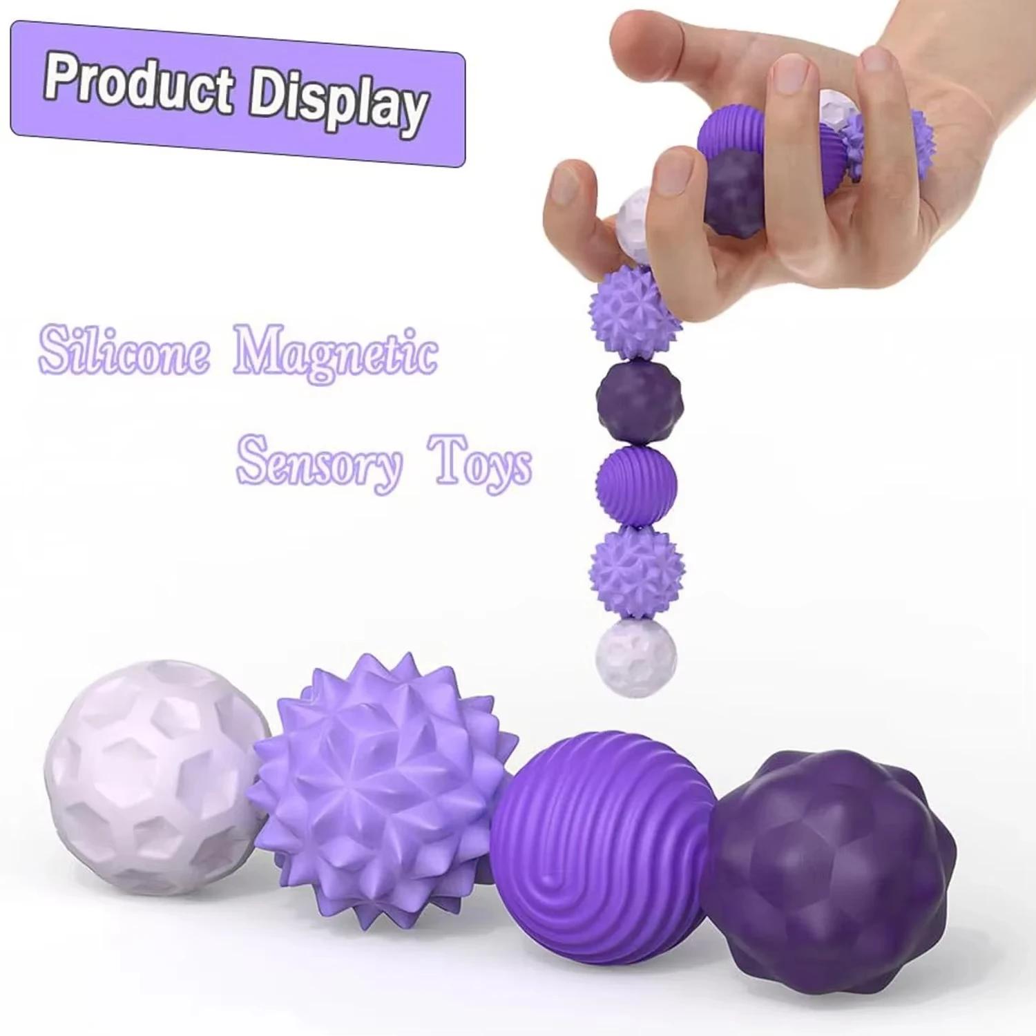 Boules sensorielles magnétiques en Silicone, balles d'inquiétude, autisme, apaisant, jouet Fidget po