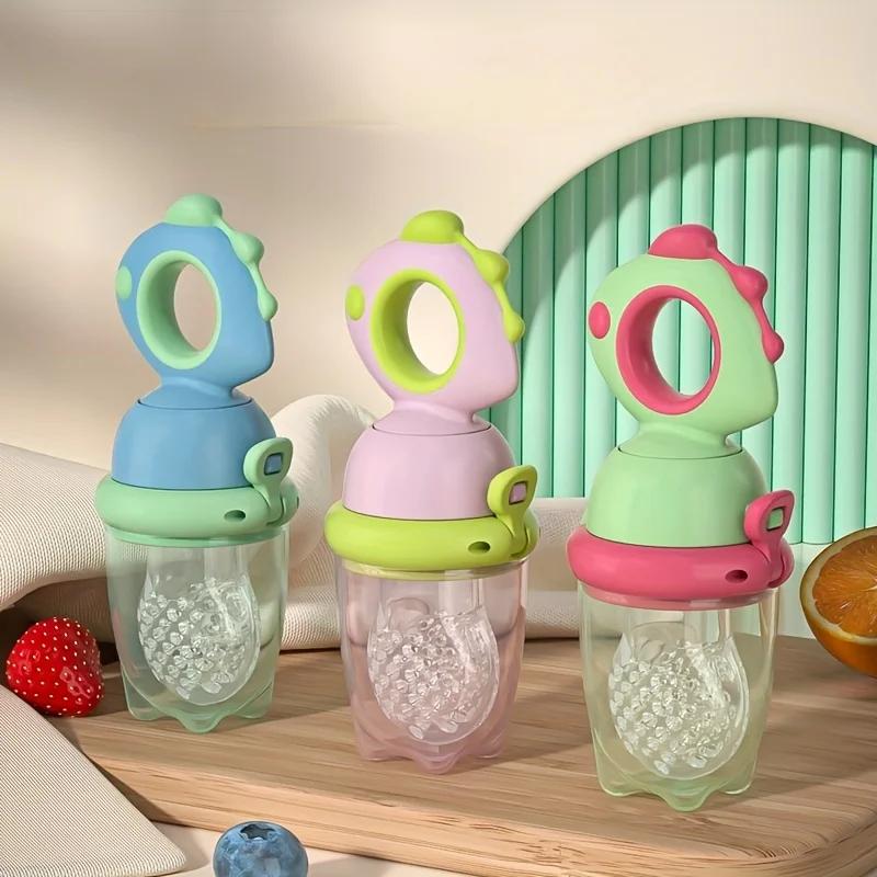 Mangeoire à fruits pour bébé de Type poussoir rotatif dinosaure, mangeoire à aliments frais en Silic