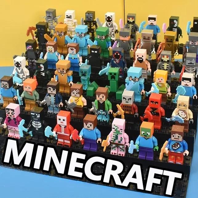 8 pièces/lot Minecrafte Creeper petits blocs de construction EnderDragon bricolage Steve Cube squele
