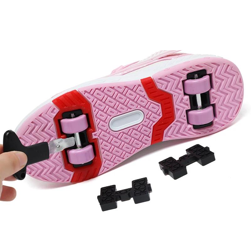 Chaussures de marche en maille respirante pour filles, patins à roulettes avec boucle expresse, pati
