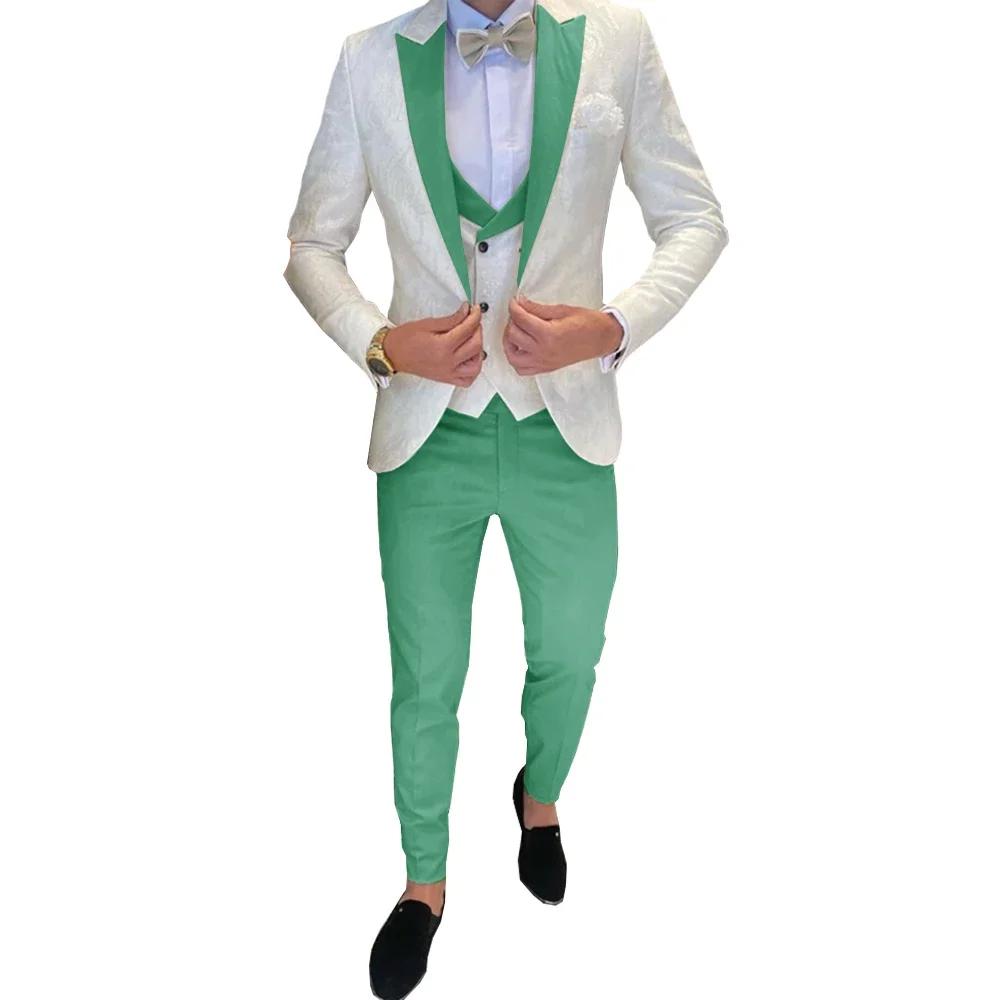 Costume de marié de mariage pour hommes, 3 pièces, veste, pantalon, gilet, smoking formel, costume p
