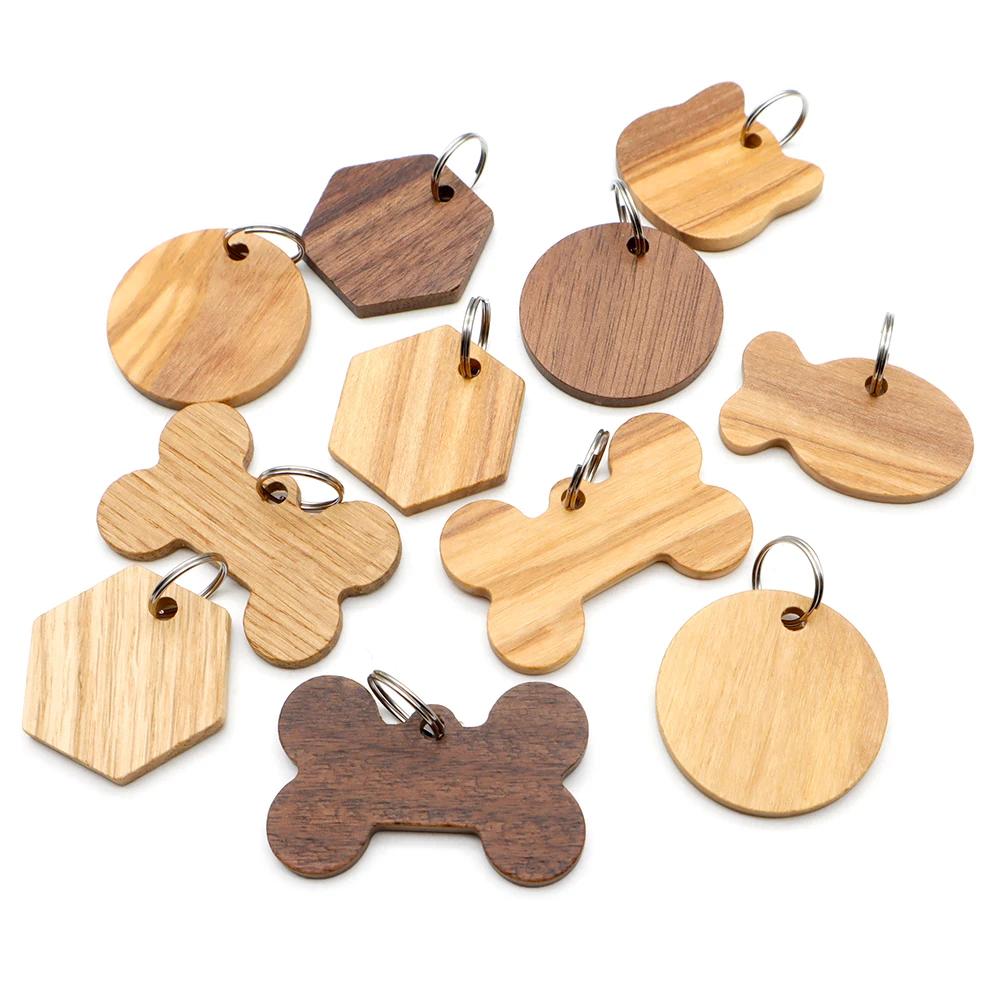 Étiquette d'identification de chien en bois, plaque signalétique personnalisée pour chiot, Anti-pert