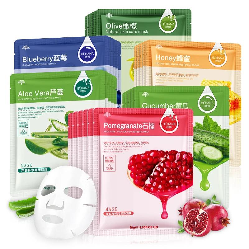 30 pièces Fruits frais masques faciaux soins de la peau du visage hydratant raffermissant hydratant 
