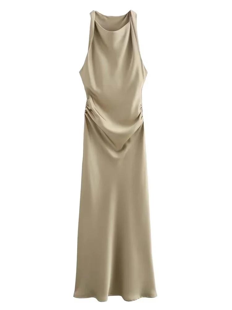Robes longues en satin pour femmes 2026 – Robe midi d'été sexy pour femme, robe de soirée élégante s