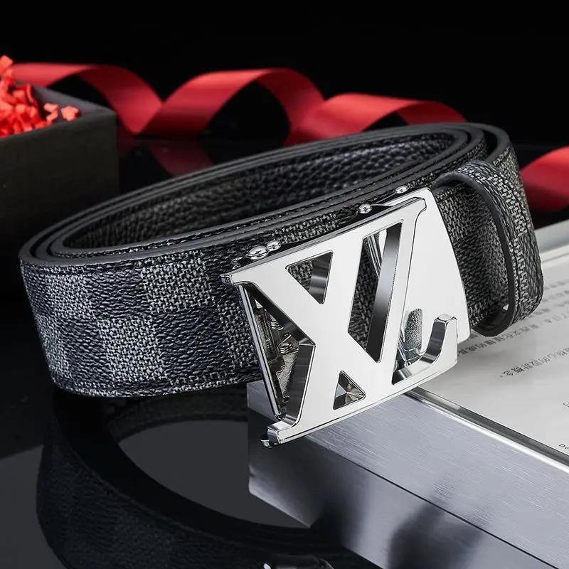 Ceinture à boucle automatique pour hommes avec sangle à motif à carreaux, adaptée aux occasions déco