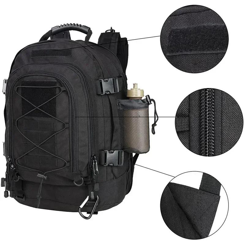 Sac à dos tactique Extra Large 60L pour hommes et femmes, résistant à l'eau en plein air, de randonn
