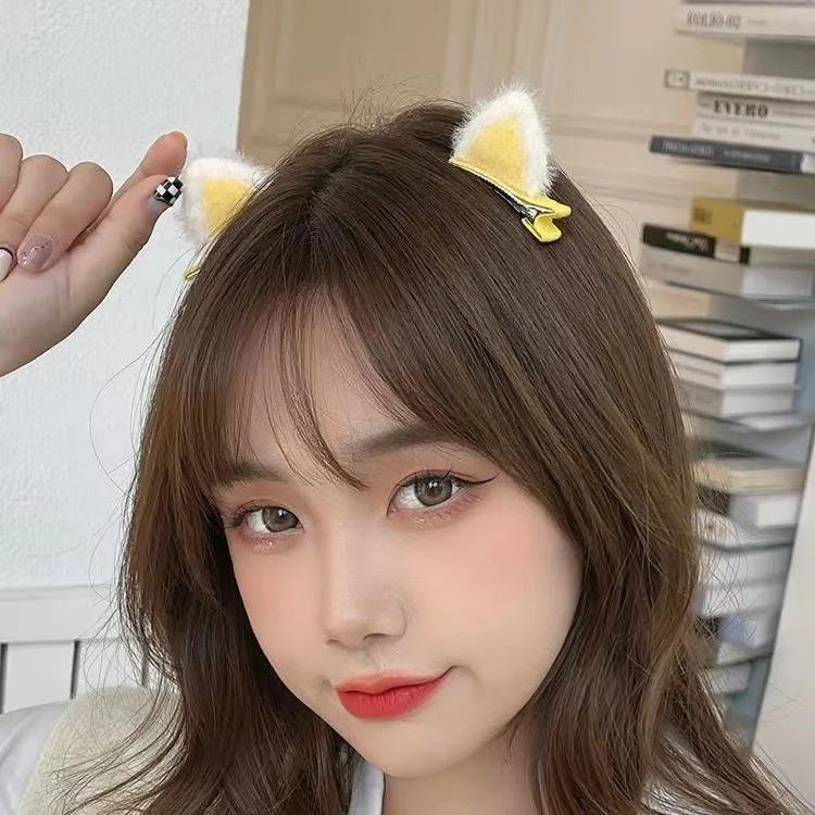 Épingles à cheveux oreilles de chat en peluche pour filles, 2 pièces, Clips à cheveux, accessoires p