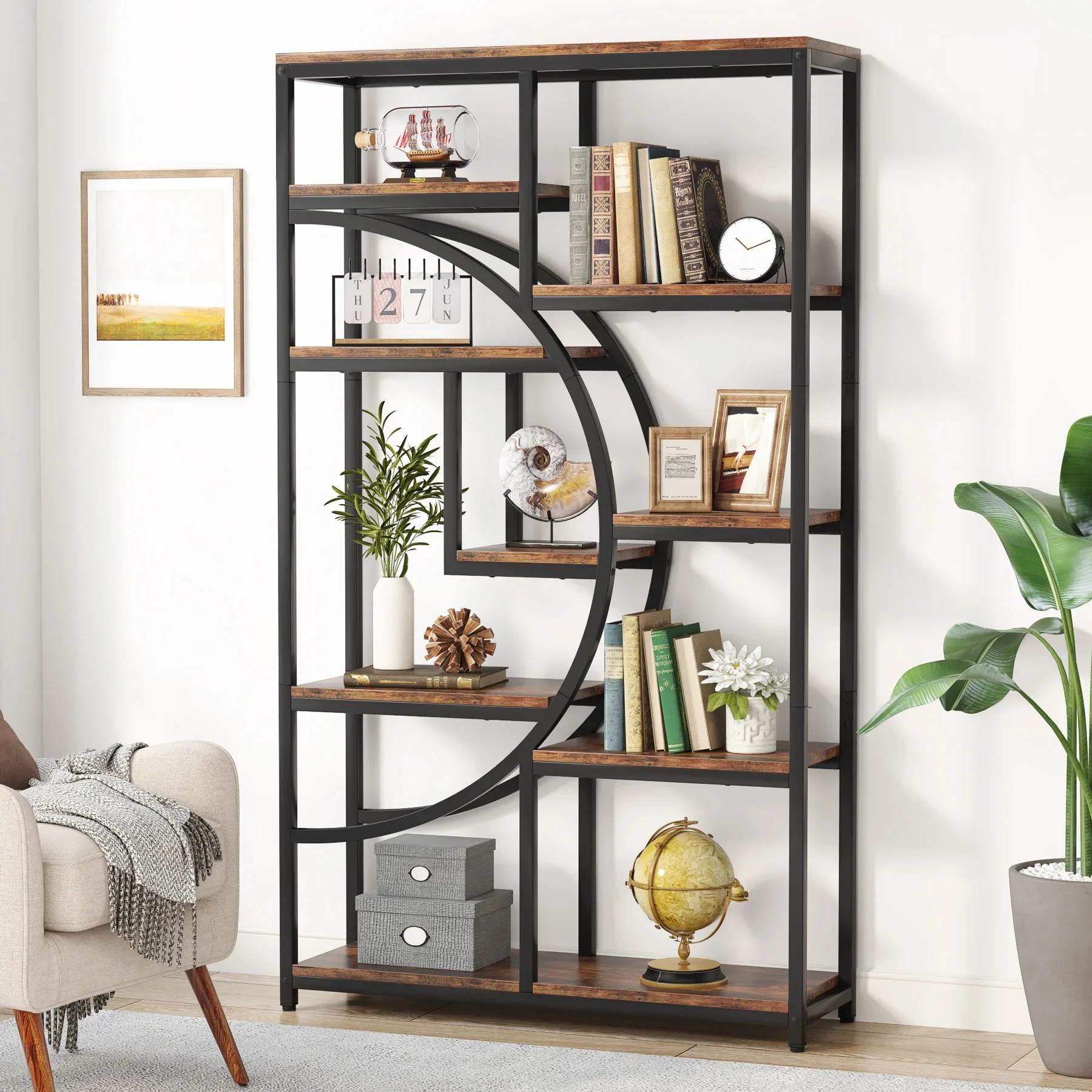 Tribesigns Bibliothèque industrielle Etagere à 5 niveaux, étagères hautes autoportantes, présentoir,