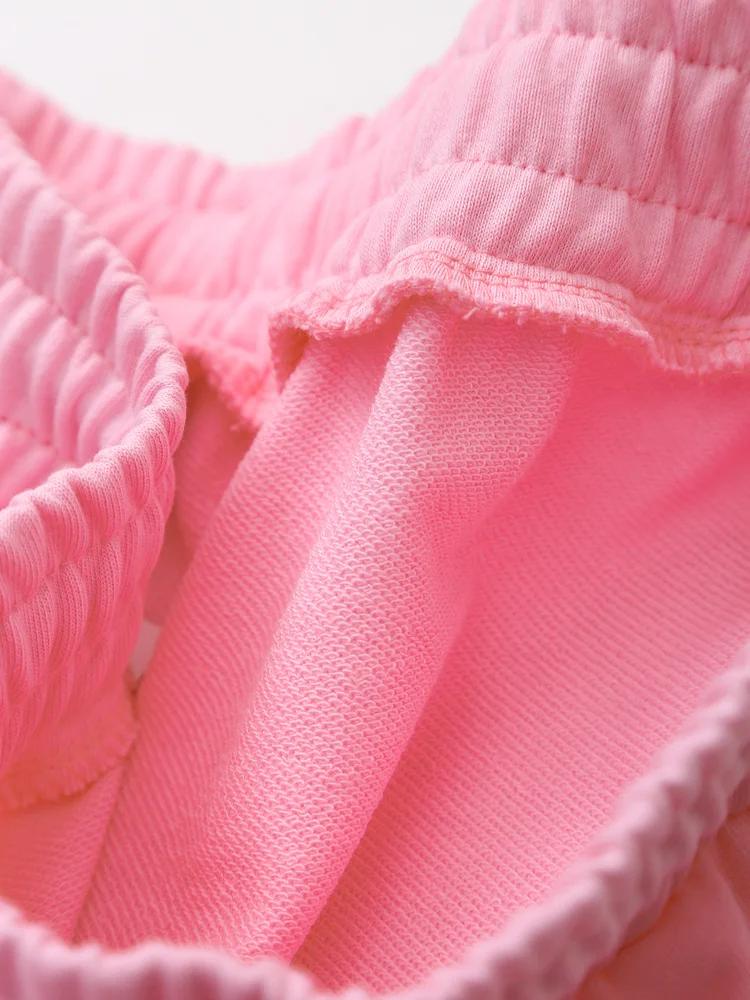 HH été femmes décontracté T-Shirt pantalon ensembles élégant rose col rond manches courtes T-Shirt +