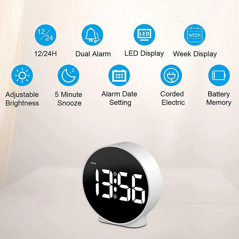Réveil numérique LED de bureau, horloge électronique de voyage, double alarme 12/24H, affichage de l