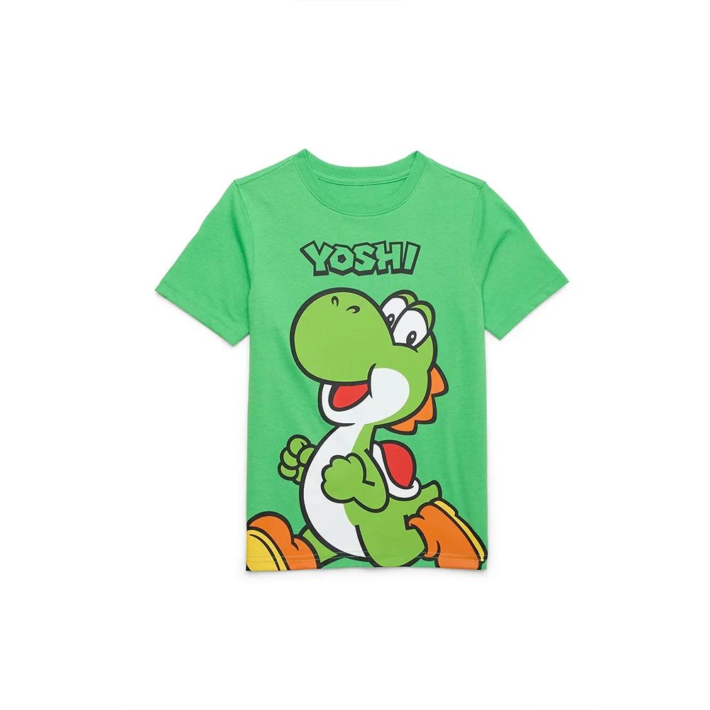 "T-shirt Yoshi unisexe d'été 2025, vert clair! Yoshi pelucheux surdimensionné + pose ludique pour un