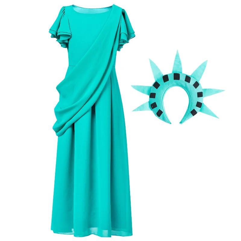 Costume de cosplay Statue de la Liberté pour enfants, tunique grecque et romaine antique pour filles