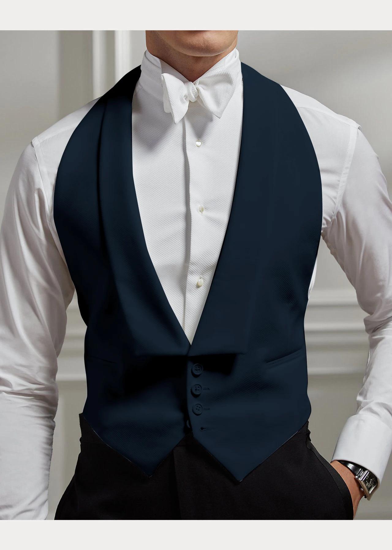 Gilet homme revers de mariage simple boutonnage deux poches coupe ajustée veste sans manches homme g