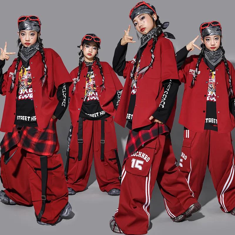 Sweat-shirt à la mode Hip Hop pour garçons, pantalon cargo pour danse de rue, haut K-pop pour filles