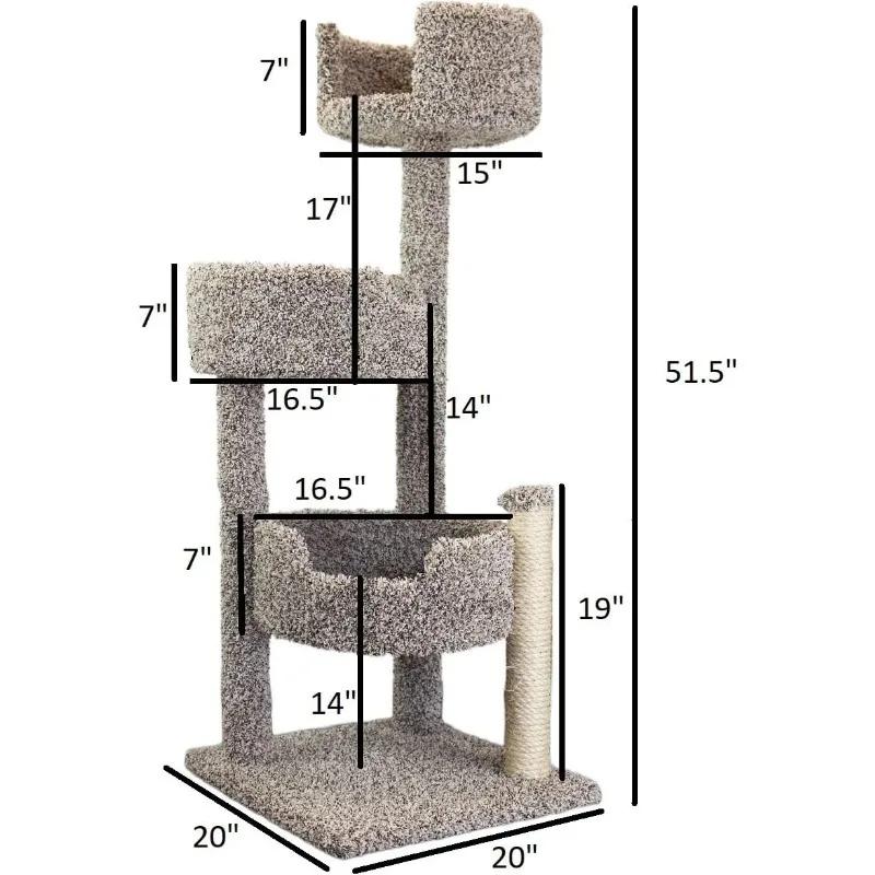 Arbre à chat en bois véritable et tapis, moucheté