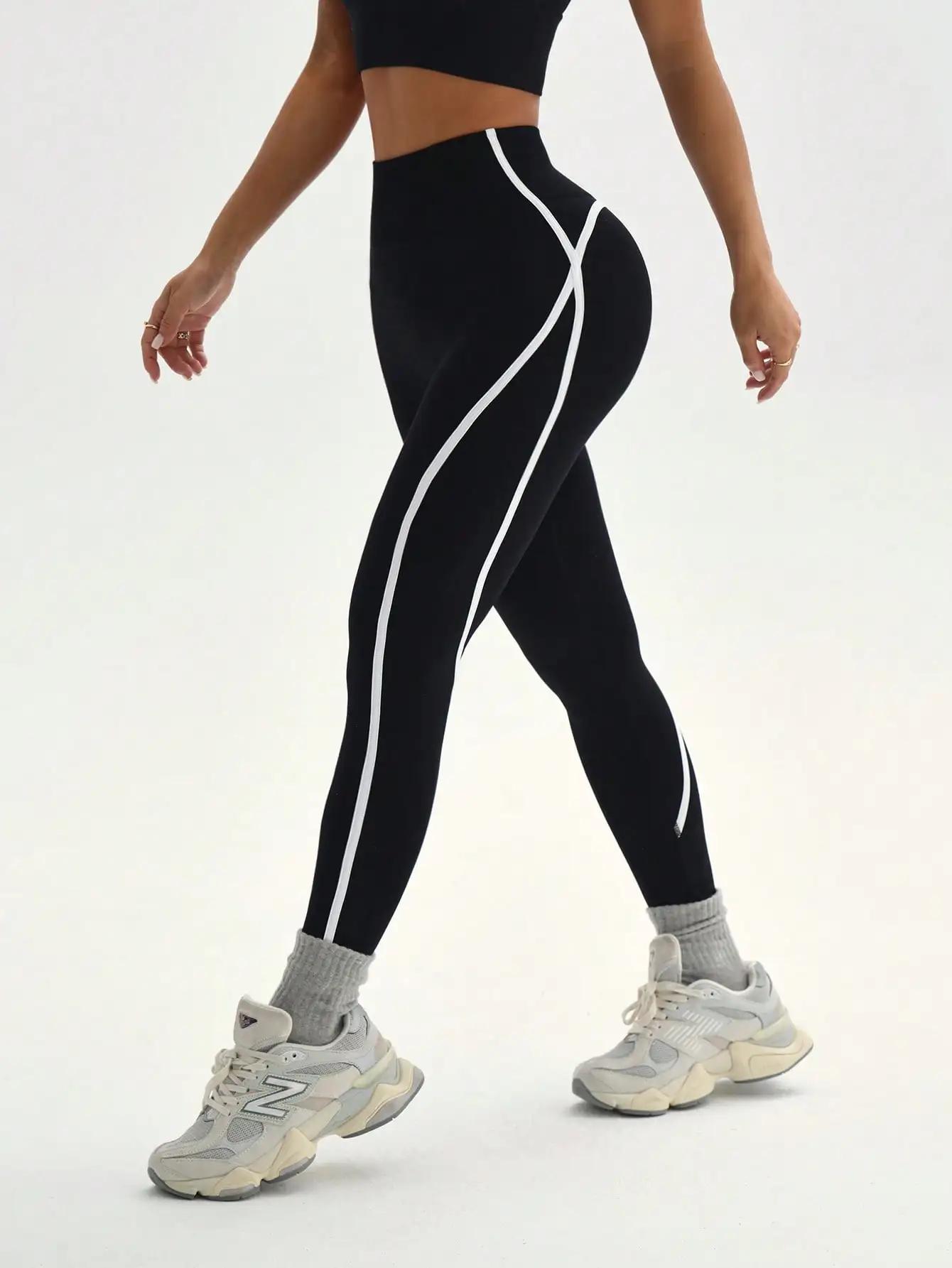 Pantalons de yoga rayés pour femmes, pantalons de sport d'extérieur à séchage rapide, pantalons de y