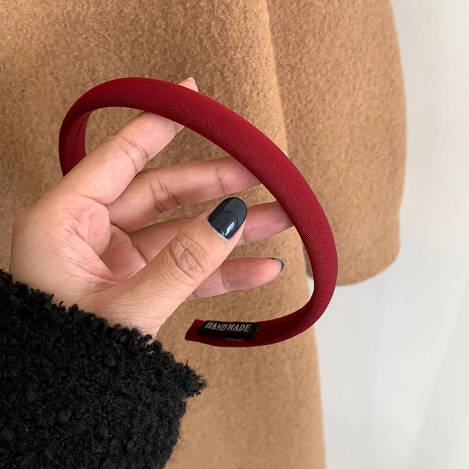 Bandeaux rétro de Style coréen, cerceaux pour cheveux fins et solides, vin-rouge, accessoires pour c