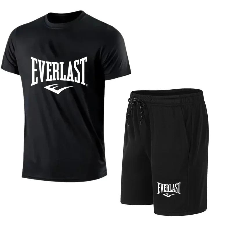 Ensemble 2 pièces T-shirt et short pour homme EVERLAST – Tenue de sport décontractée à manches court
