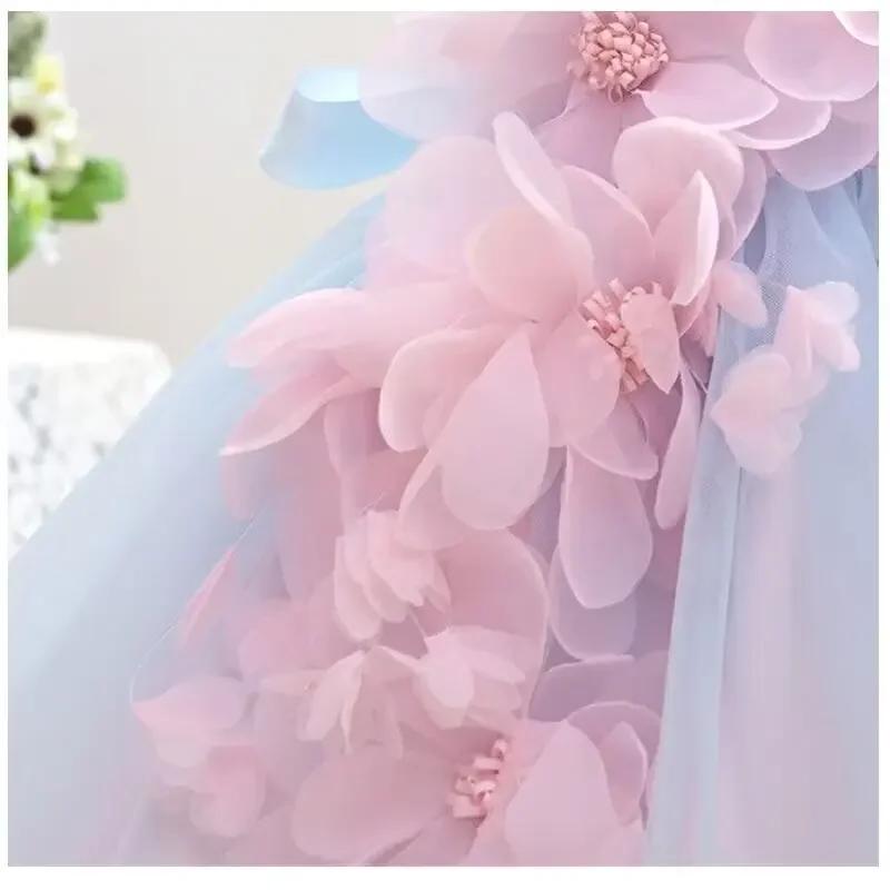 Robe d'été princesse pour filles, tenue de fête d'anniversaire, bretelles fleuries, robe féerique en