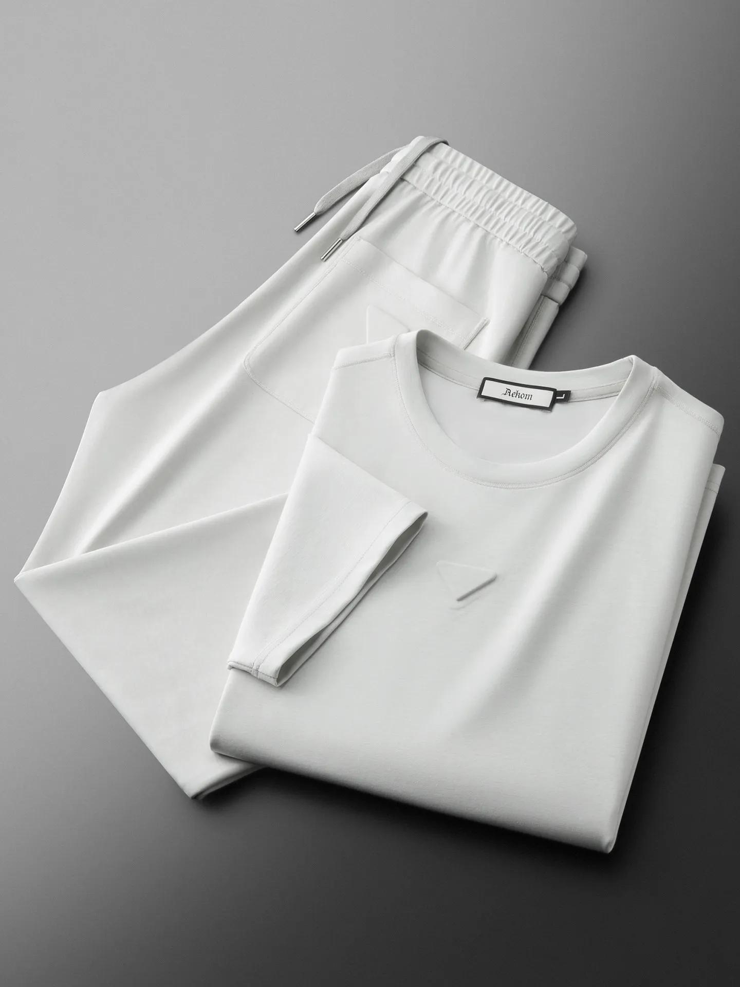 Ensemble deux pièces en coton modal doux pour homme, manches courtes, col rond, style sport décontra