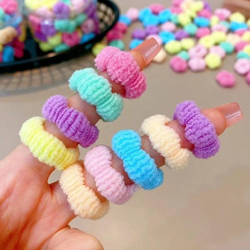 100 pièces enfants bandes de cheveux élastiques filles attaches de cheveux colorées élastique pour q