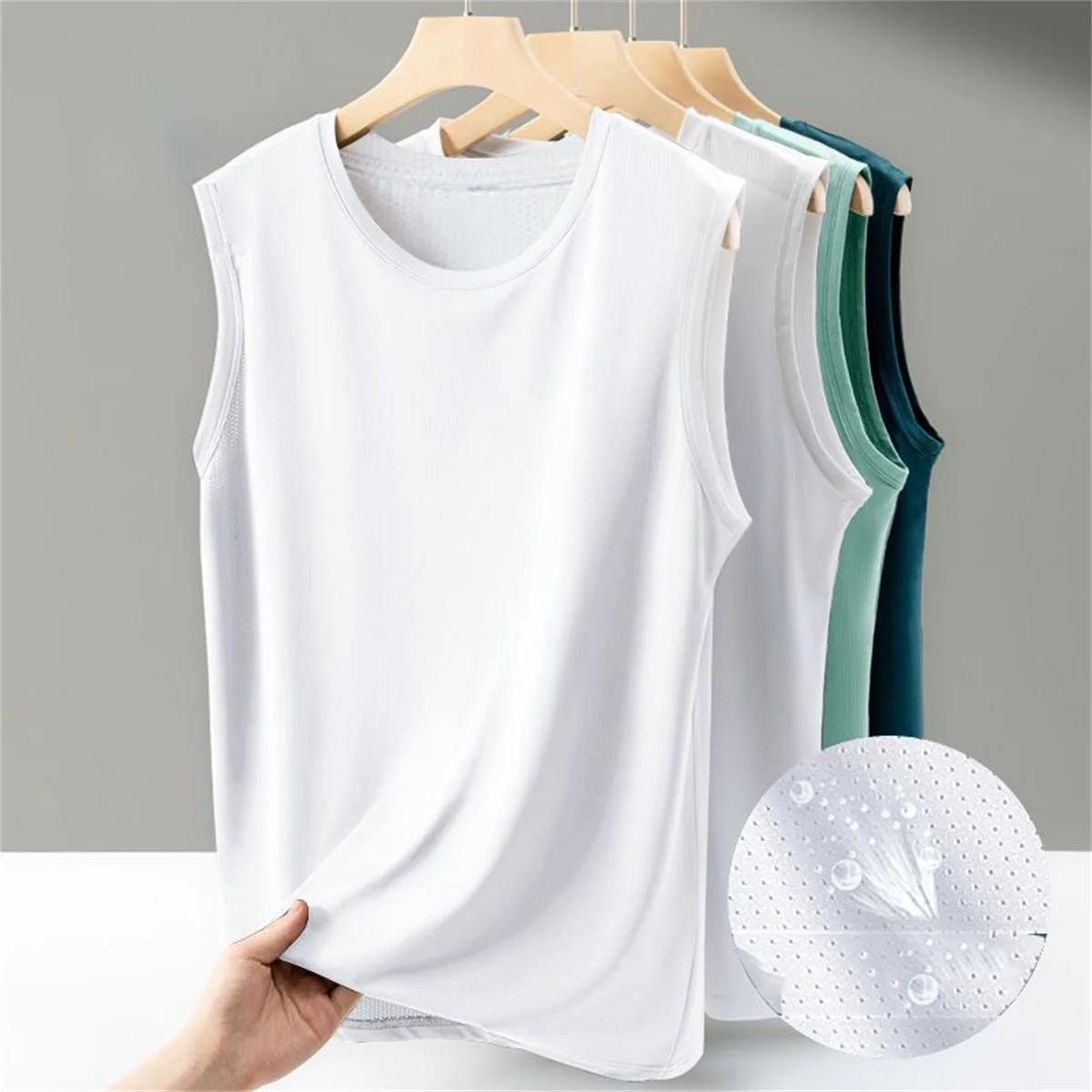 Débardeur sans manches décontracté de couleur unie pour hommes, col rond, gilet respirant, séchage d