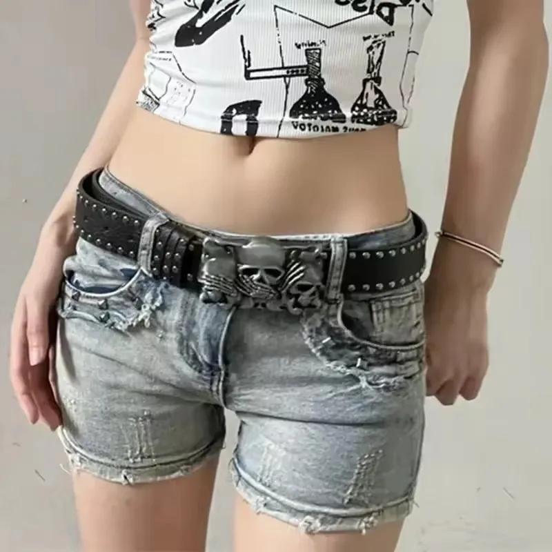 Nouvelles ceintures pour femmes de haute qualité marque de luxe Punk Goth Rivet noir jean unisexe ho