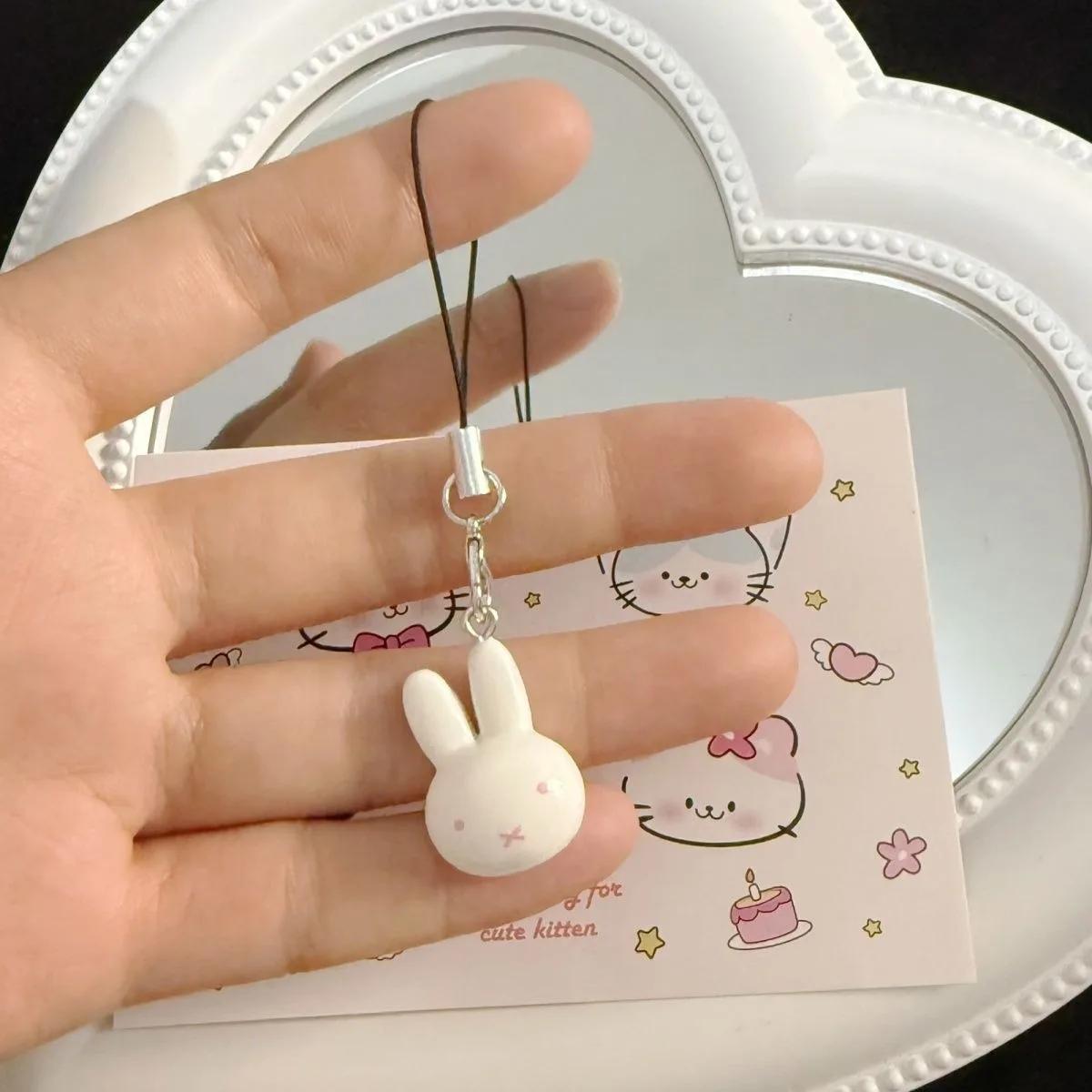 Porte-clés lapin Miffy Kawaii, dessin animé mignon, doux et Adorable fille, cœur crème cloche, sac d